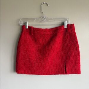 Zara | Tweed Red Mini Skirt